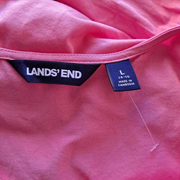 Lands' End Colorblock Tank Dress Sleeveless Tiered Maxi Pink Orange Women Size L - Picture 9 of 13